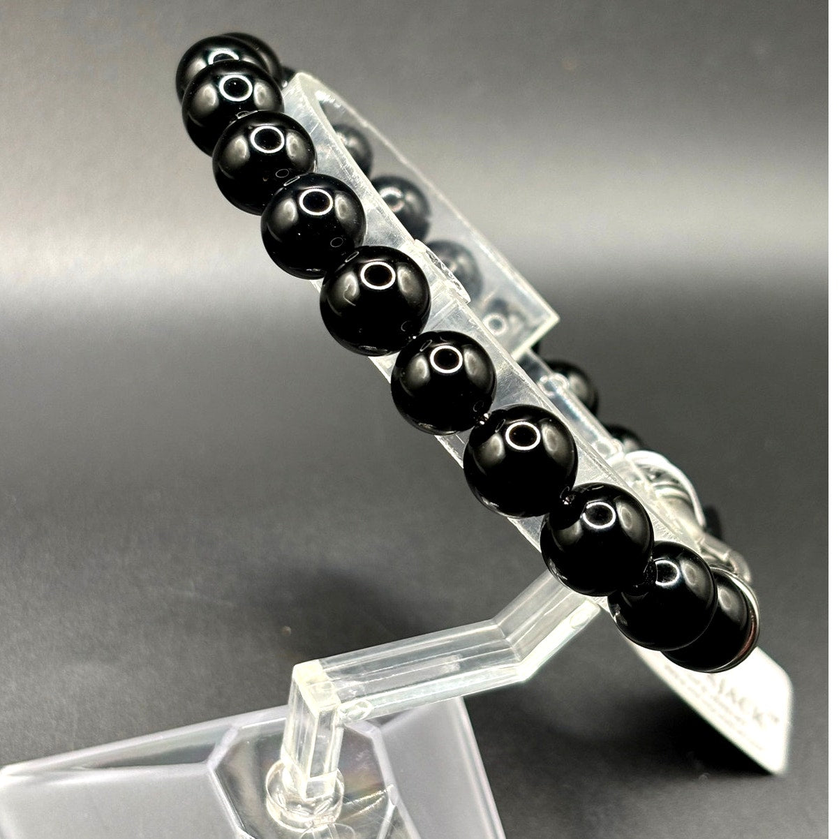 Blackjack BJS244BSO Men's Black Onyx Beaded Bracelet Stainless Steel NIBWT