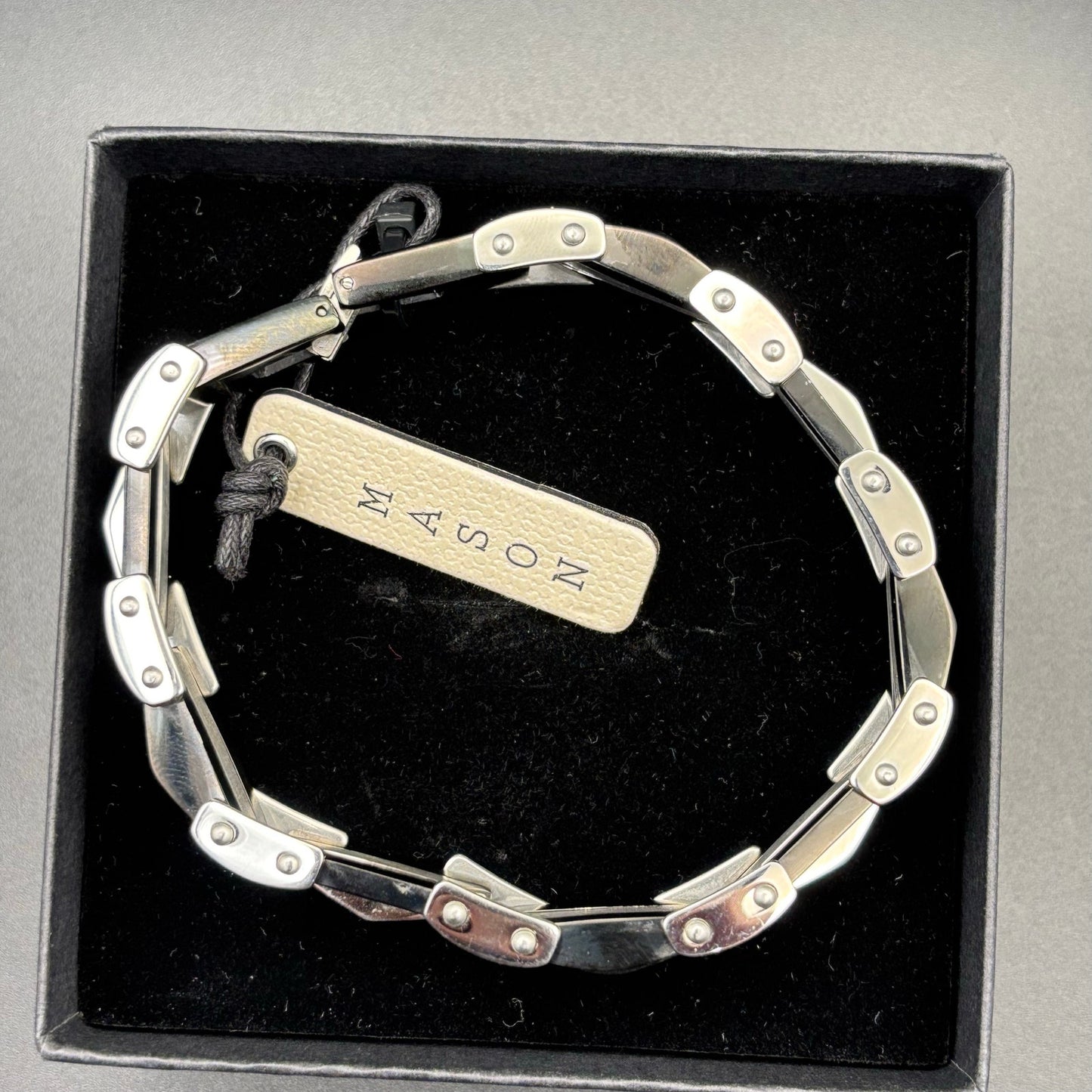 Mason Parker Mens TwoTone Stainless Steel Link Bracelet Gunmetal & Silver Finish