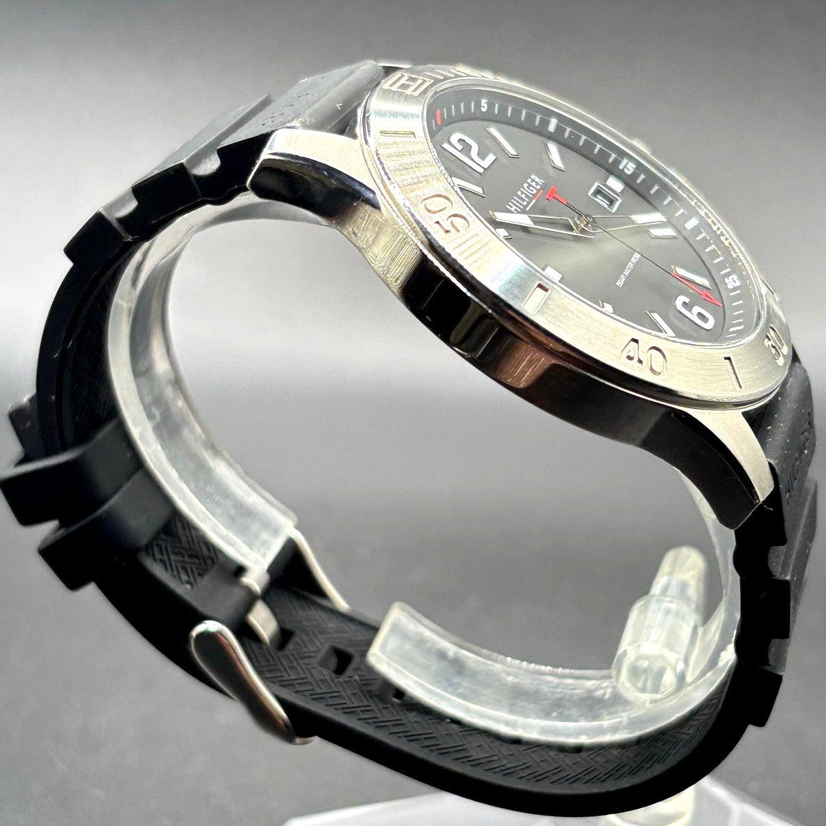 Tommy Hilfiger Ryan 1710539 Black Dial Silicone Strap Men's Watch NIB