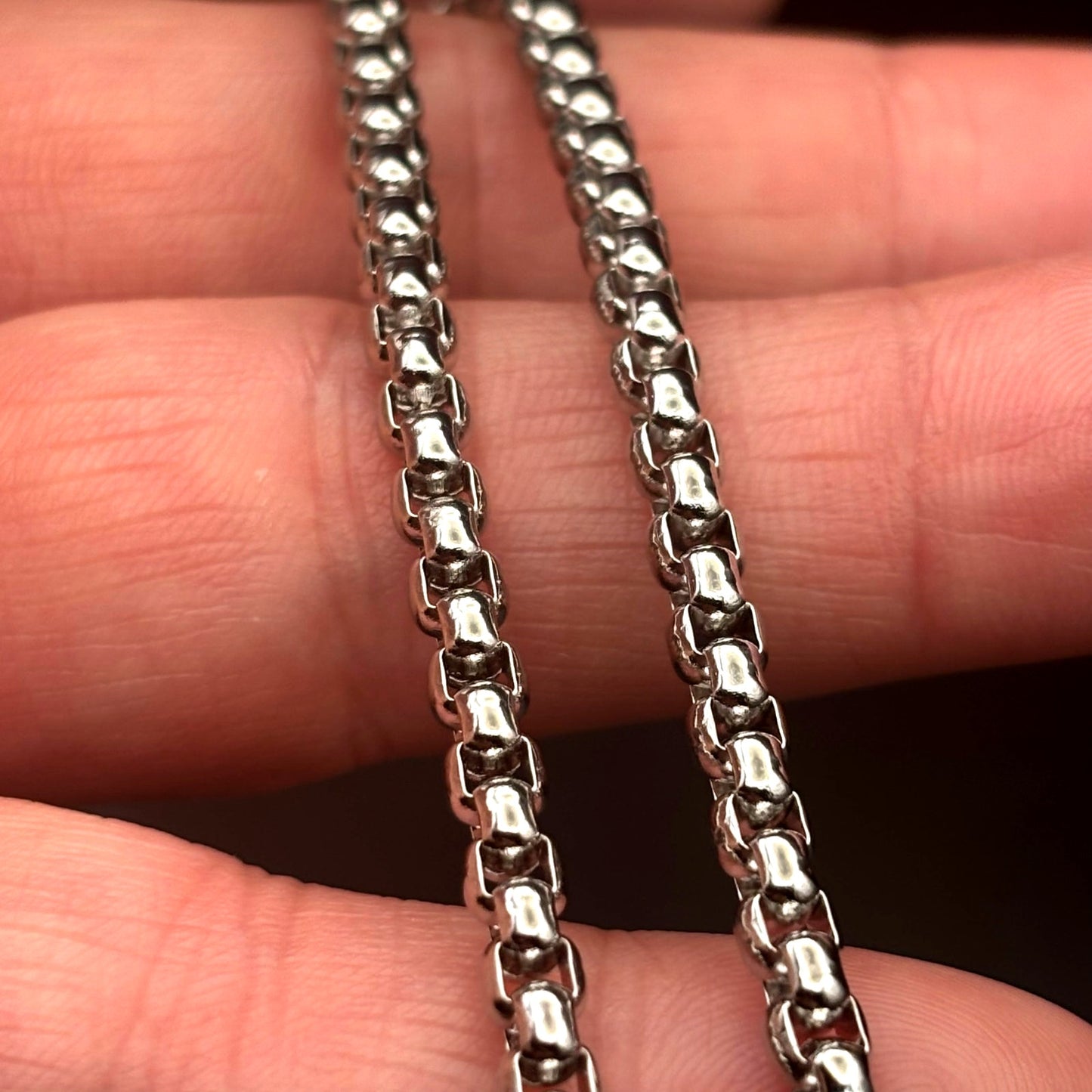 Bain Miller Men’s Silver Tone Brass Box Chain Necklace 21 Inches NIB