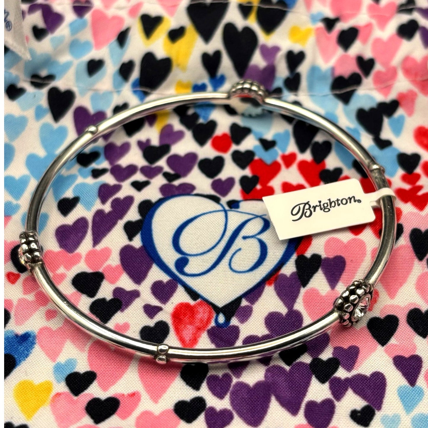 Brighton J39172 Women’s Twinkle Round Bangle Silver Plated Crystal Bracelet NWT