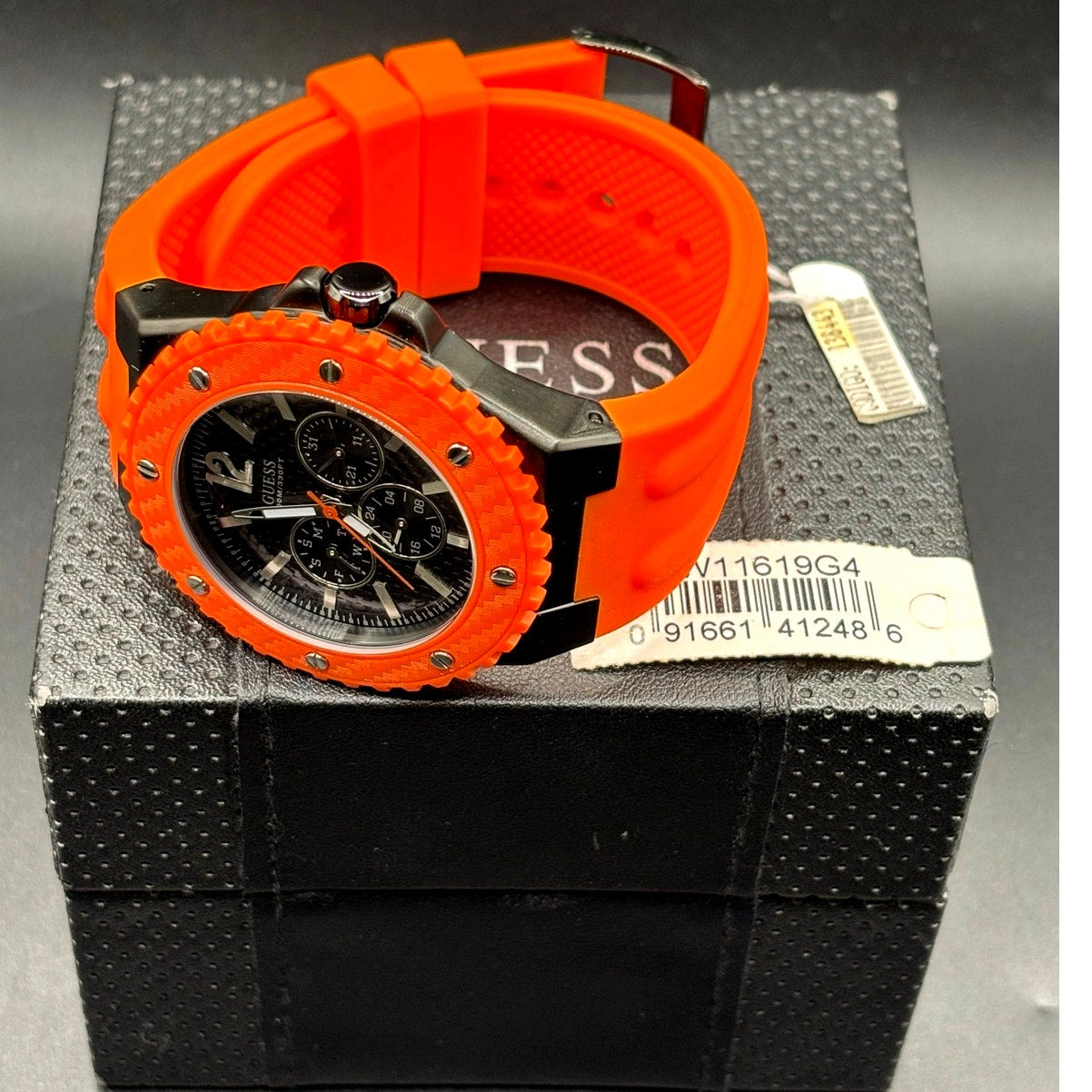 Guess Overdrive W11619G4 Orange 45mm Multifunction Men’s Watch 100M