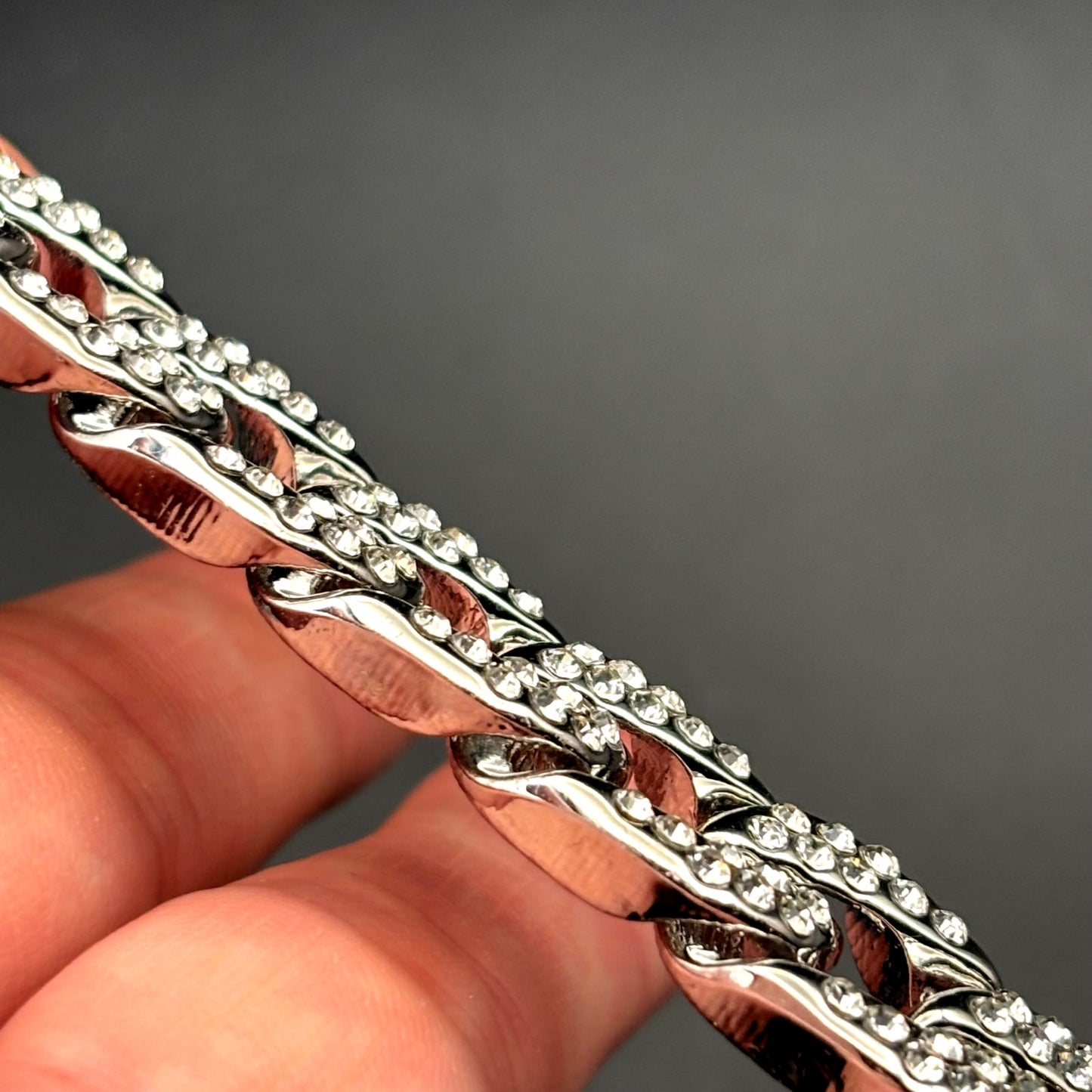 Akademiks Men’s Stainless Steel  240 Cubic Zirconia Cuban Link Iced Bracelet NWT