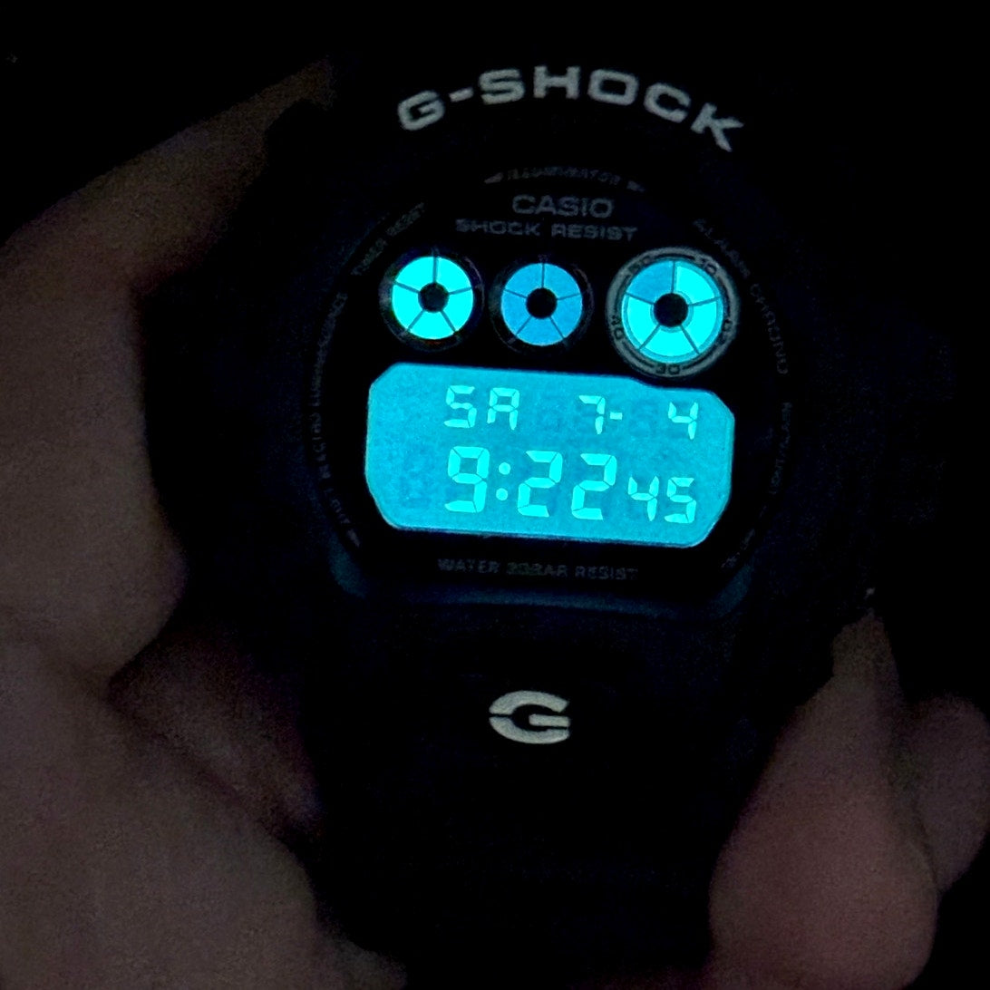 Casio G-Shock DW6900BW-1 Garish Black 200M Mens Watch Discontinued