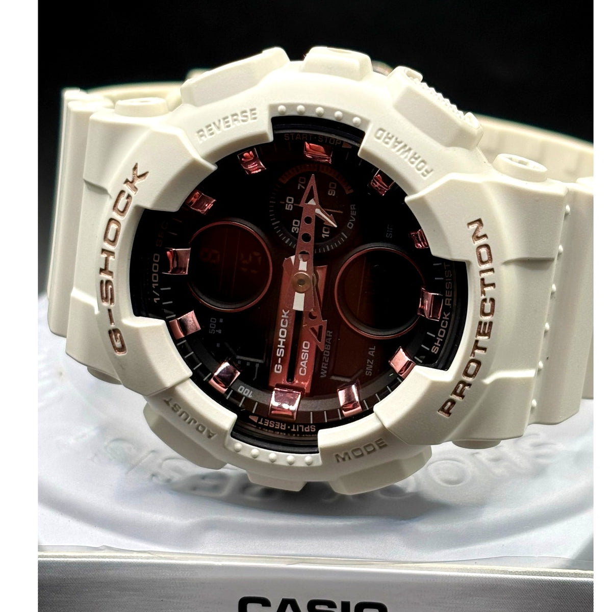 Casio G-Shock GMA-S140M-7A White Rose Gold Analog Digital Women's Watch NIB