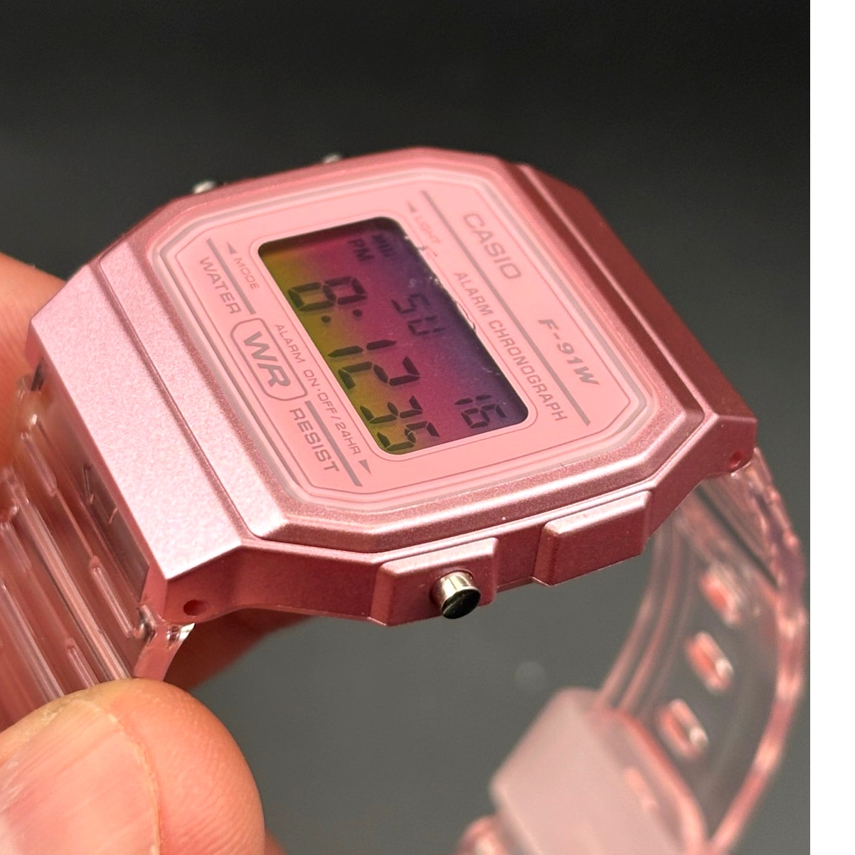 LWS Rosé Prism F91W Pink Clear Strap Digital Mod Watch