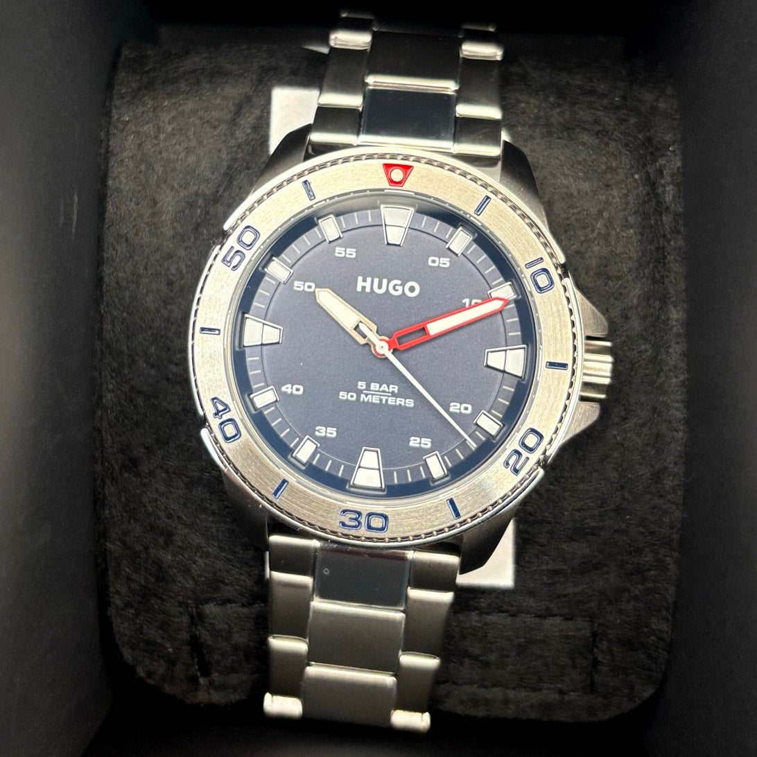 HUGO Mens 1530224 Stainless Steel Blue Dial Street Diver Style Quartz Watch 50m