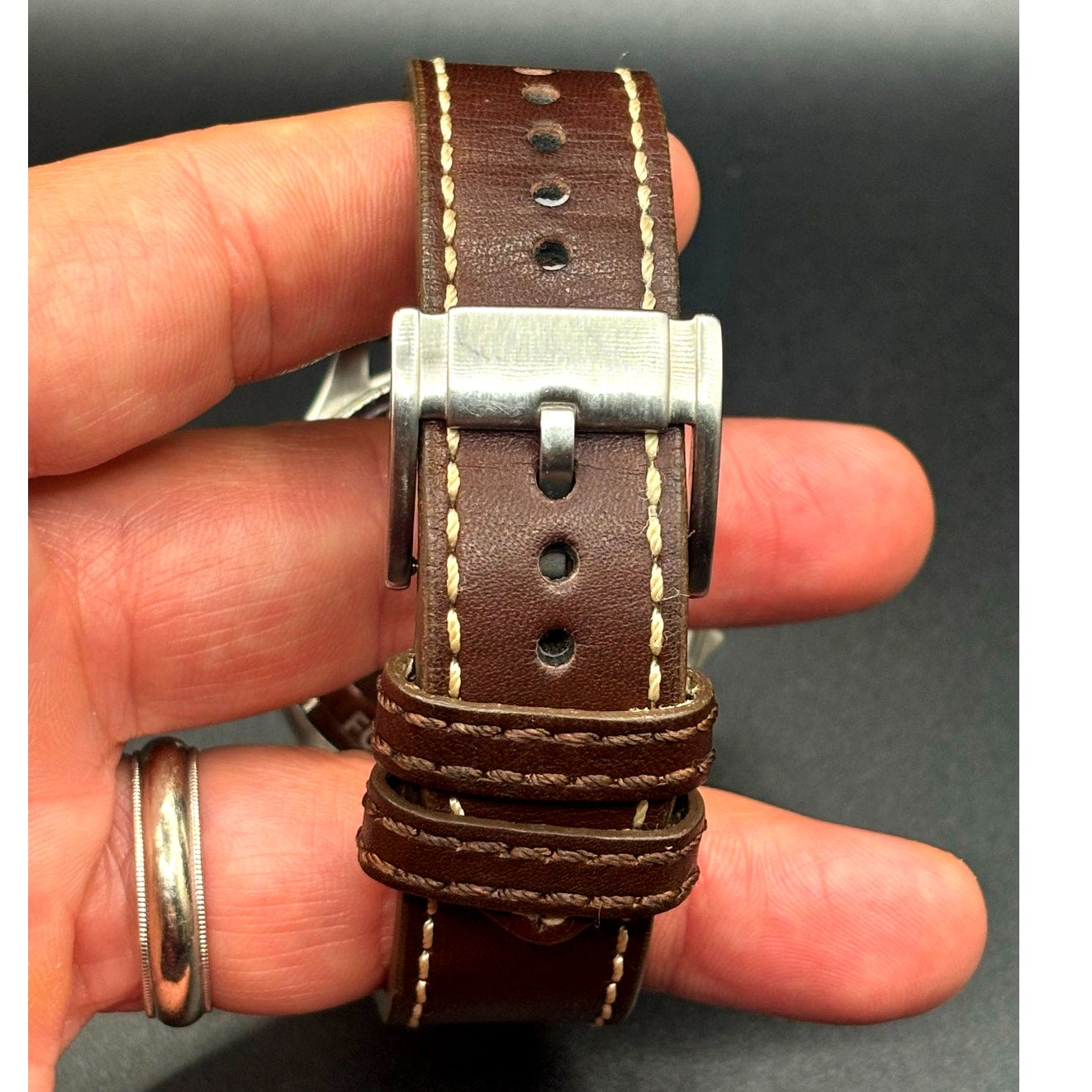 Fossil FS5043 Recruiter GMT Alarm Cream Dial Leather Strap Men’s 44mm Watch