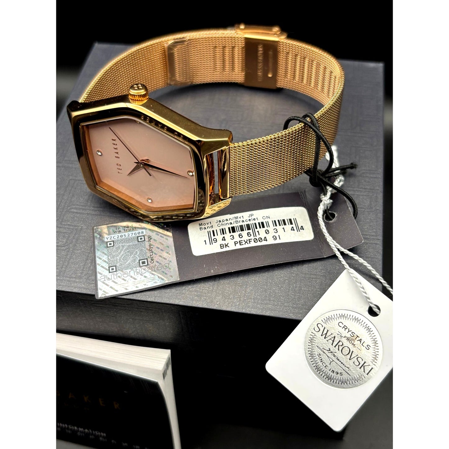 Ted Baker Exter BKPEXF004 Women's 36mm Rose Gold Mesh Swarovski Watch NIBWT