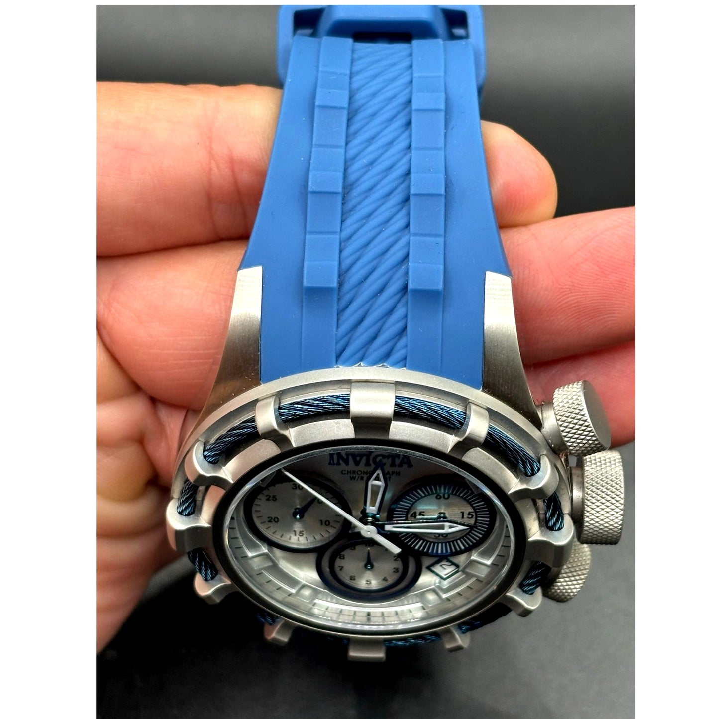 Invicta Bolt 22152 Chronograph 50mm Silver Blue Men’s Silicone Strap Watch