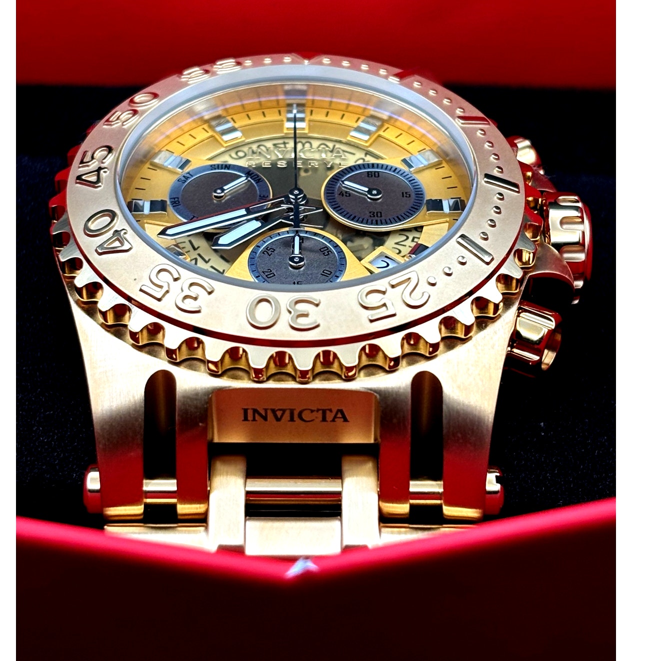Invicta 45932 Mens Reserve Chaos Swiss Ronda Chrono Gold Tone Stainless Steel