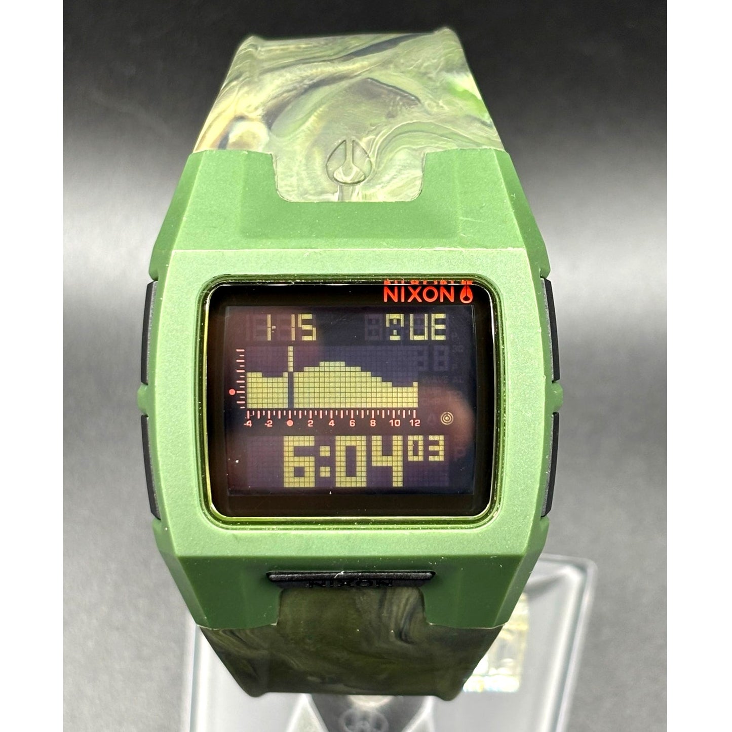 Nixon Lodown II Green Camo Digital Tide Watch Surf 100M