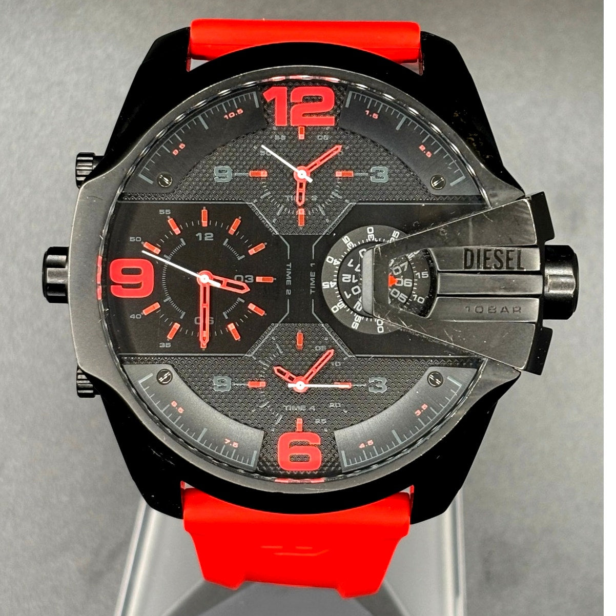 Diesel Uber Chief DZ7466 Four Time Zone Black Red 54mm Men’s Watch