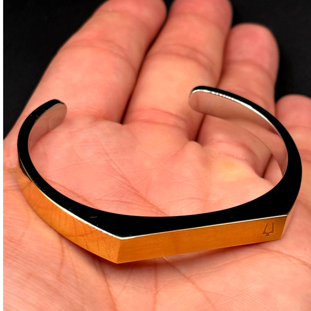 Bulova Two Tone Stainless Steel Open Cuff Bracelet Unisex Small NIB