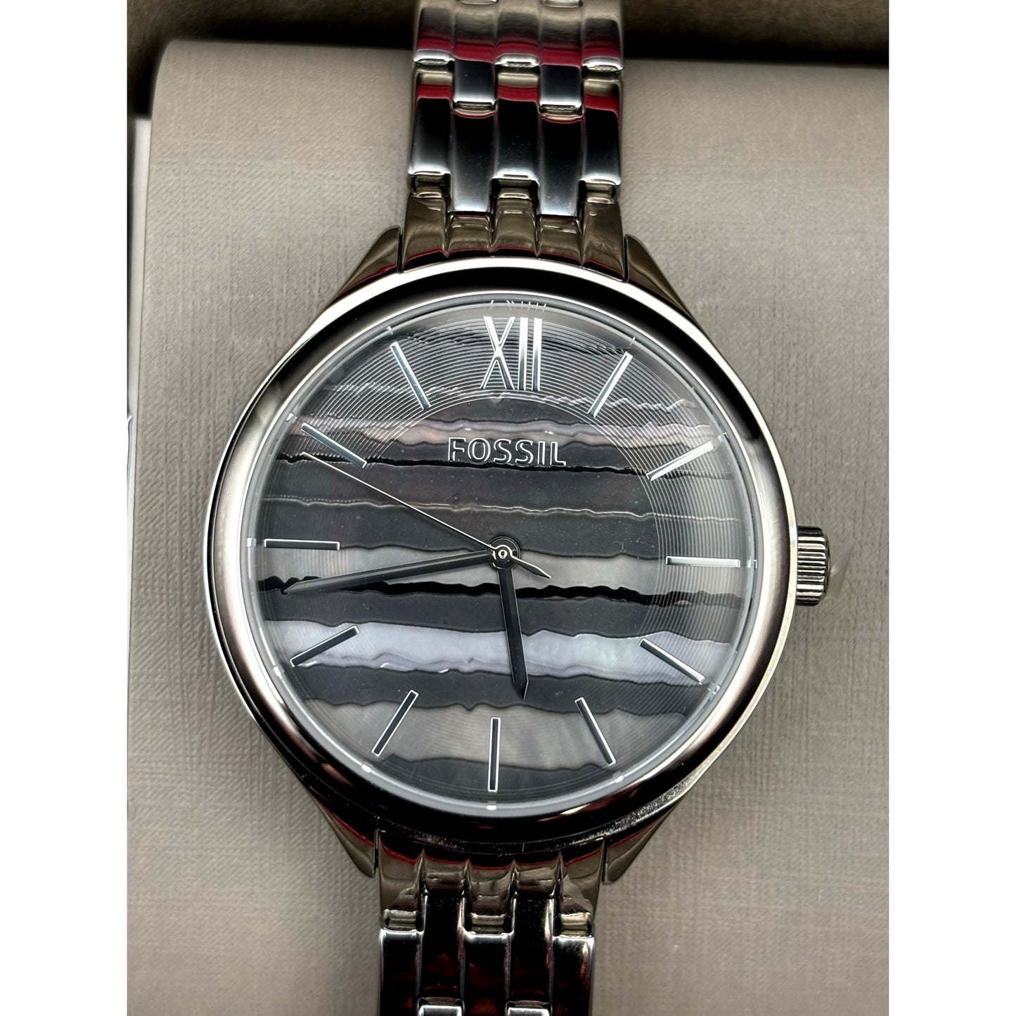Fossil BQ3246 Women’s 35mm Black Dial Stainless Steel Bracelet Watch NIBWT