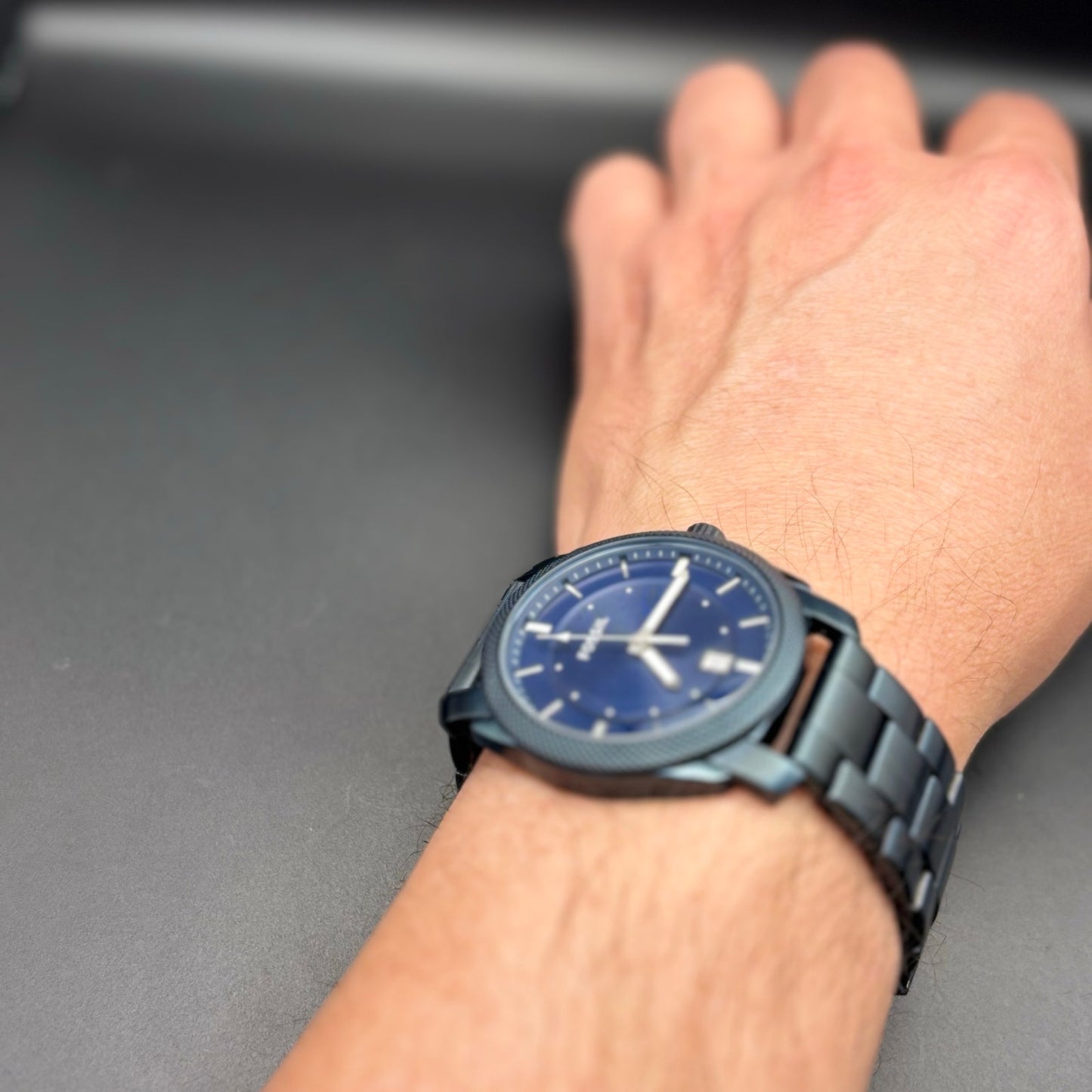 Fossil Machine FS5231 Men’s Blue Dial Ion Plated Stainless Steel Watch