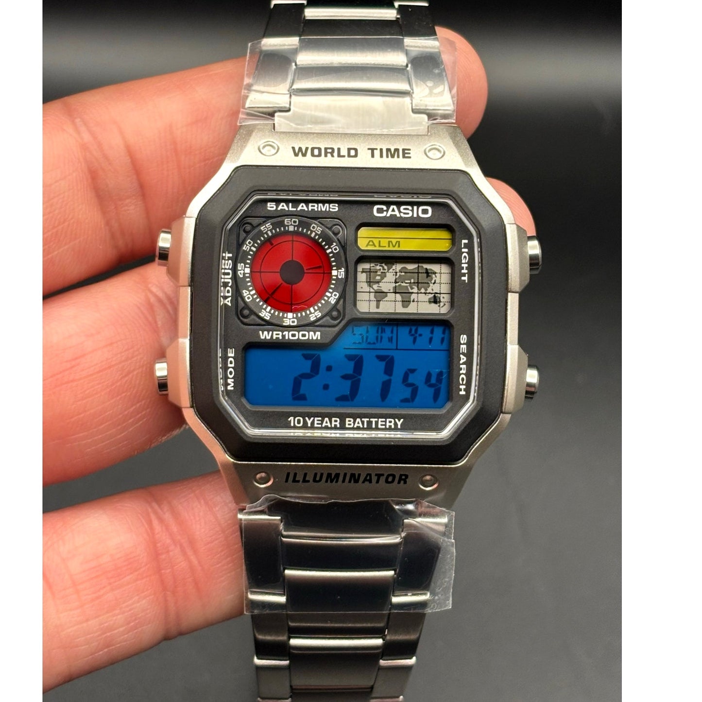 LWS Atlas Meridian Casio AE1200WHD World Time Stainless Steel Bracelet Mod Watch