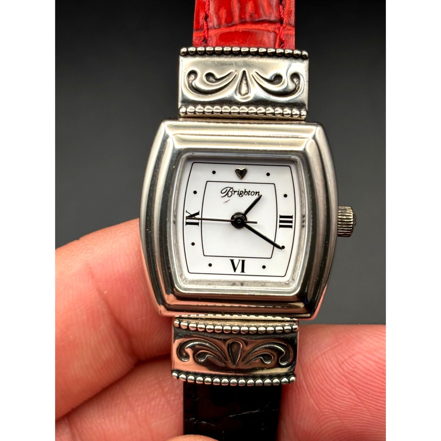 Brighton Waterford W10017 Womens Reversible Red Black Leather Strap Watch NIBWT