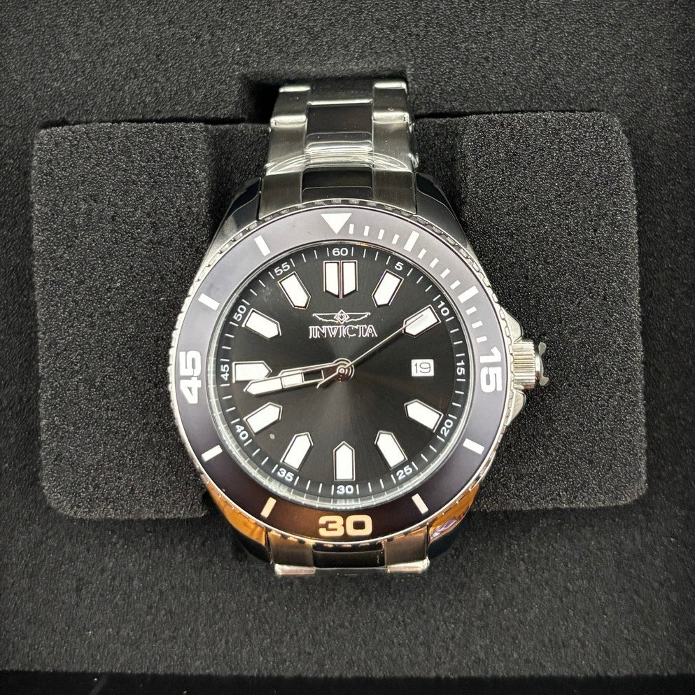 Invicta Pro Diver 46316 Mens 43mm Black Dial Stainless Steel Quartz 50m NIBWT