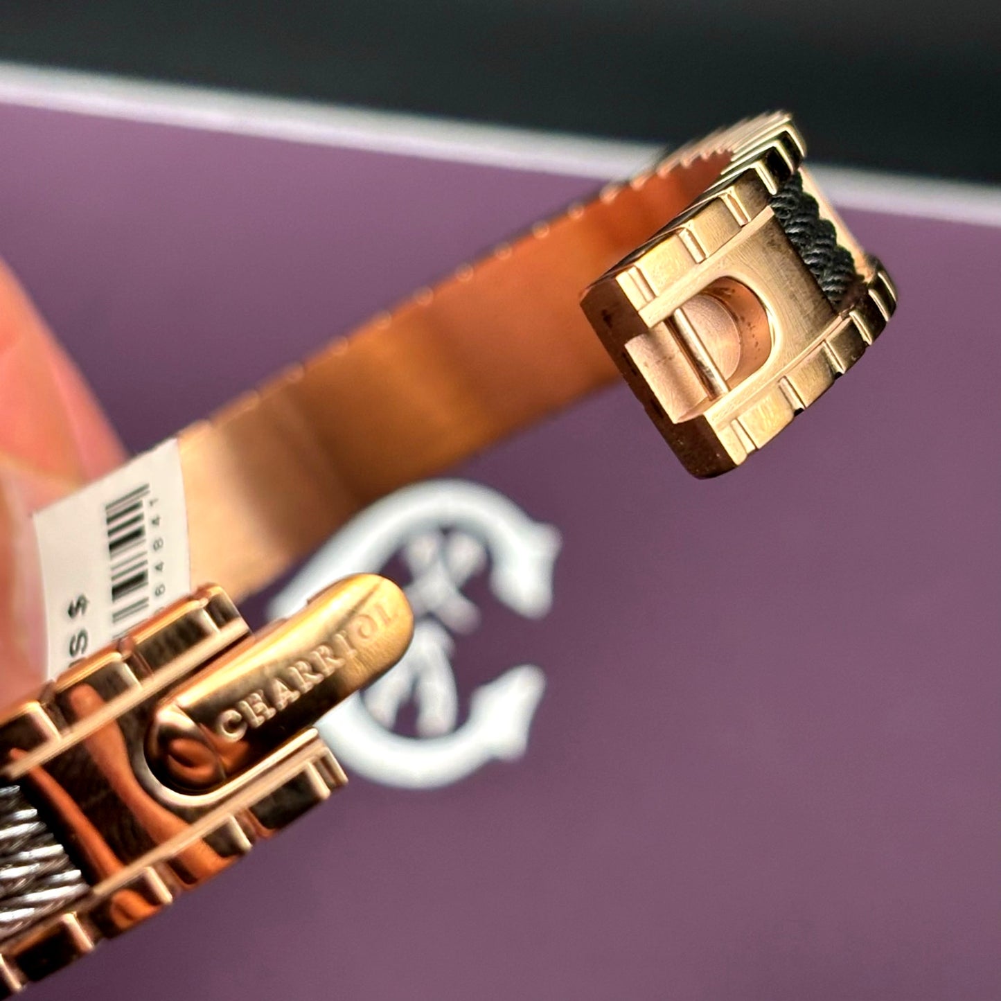 Charriol FAITH Stainless Steel & Rose Gold PVD Cable Bracelet 04-102-1139-17FA