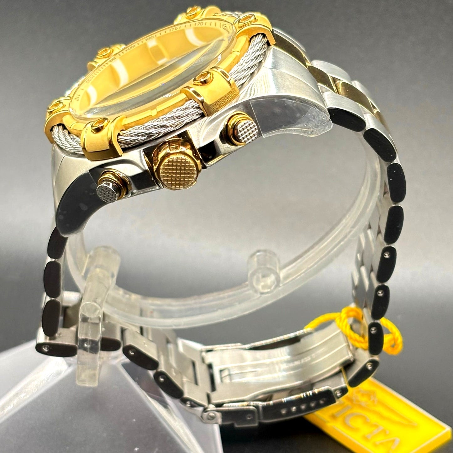 Invicta Bolt Ace 49747 Chronograph 52mm Gold Tone Cable Bezel Men’s Watch NIBWT