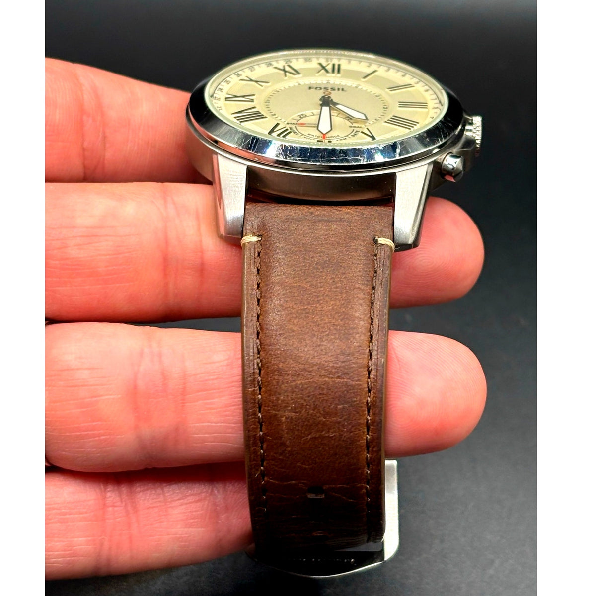 Fossil Q Grant FTW1118 Hybrid Smartwatch Brown Leather 44mm Men’s Watch