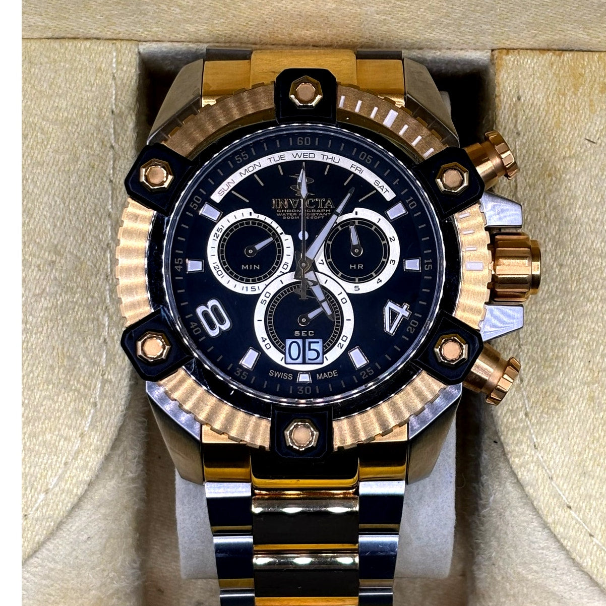 Invicta 0337 Reserve Arsenal Swiss Made Chronograph 56mm Two Tone Men's Watch