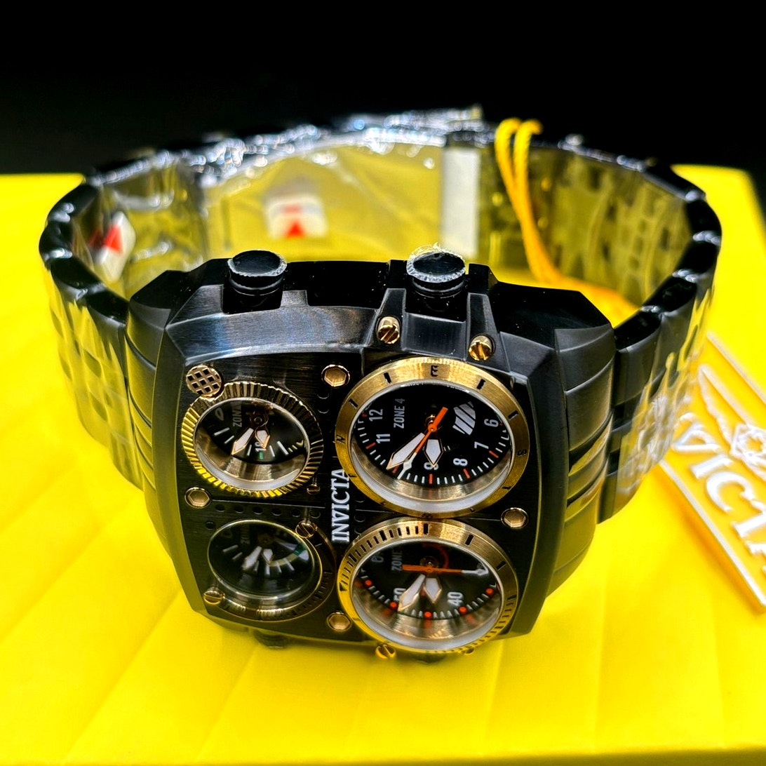 Invicta Aviator Zulu Time 49606 4 Time Zone 50mm Black Men’s Watch NIB