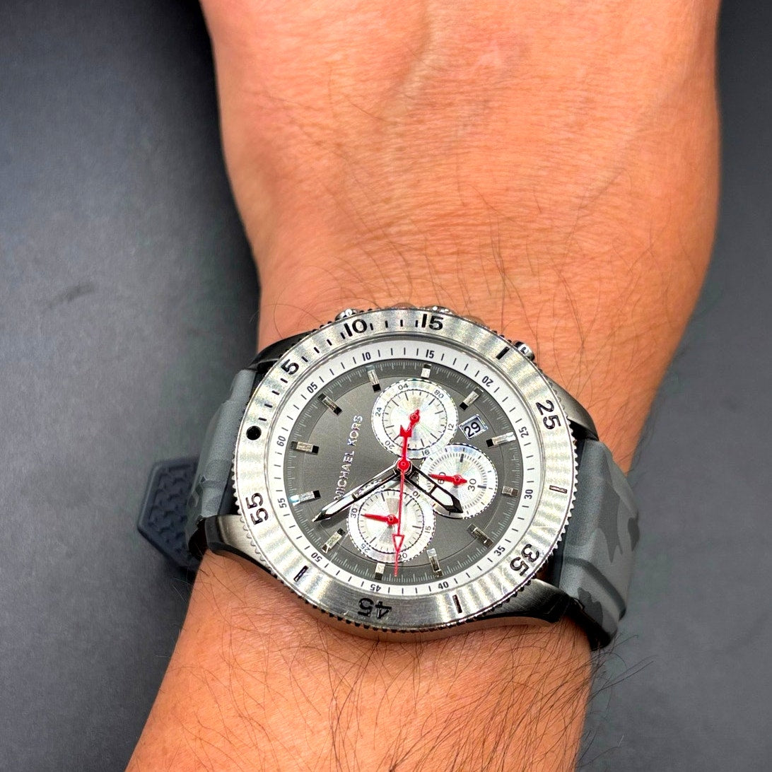 Michael Kors Cortlandt MK8710 Chronograph Gray Camo Men’s Watch 45mm