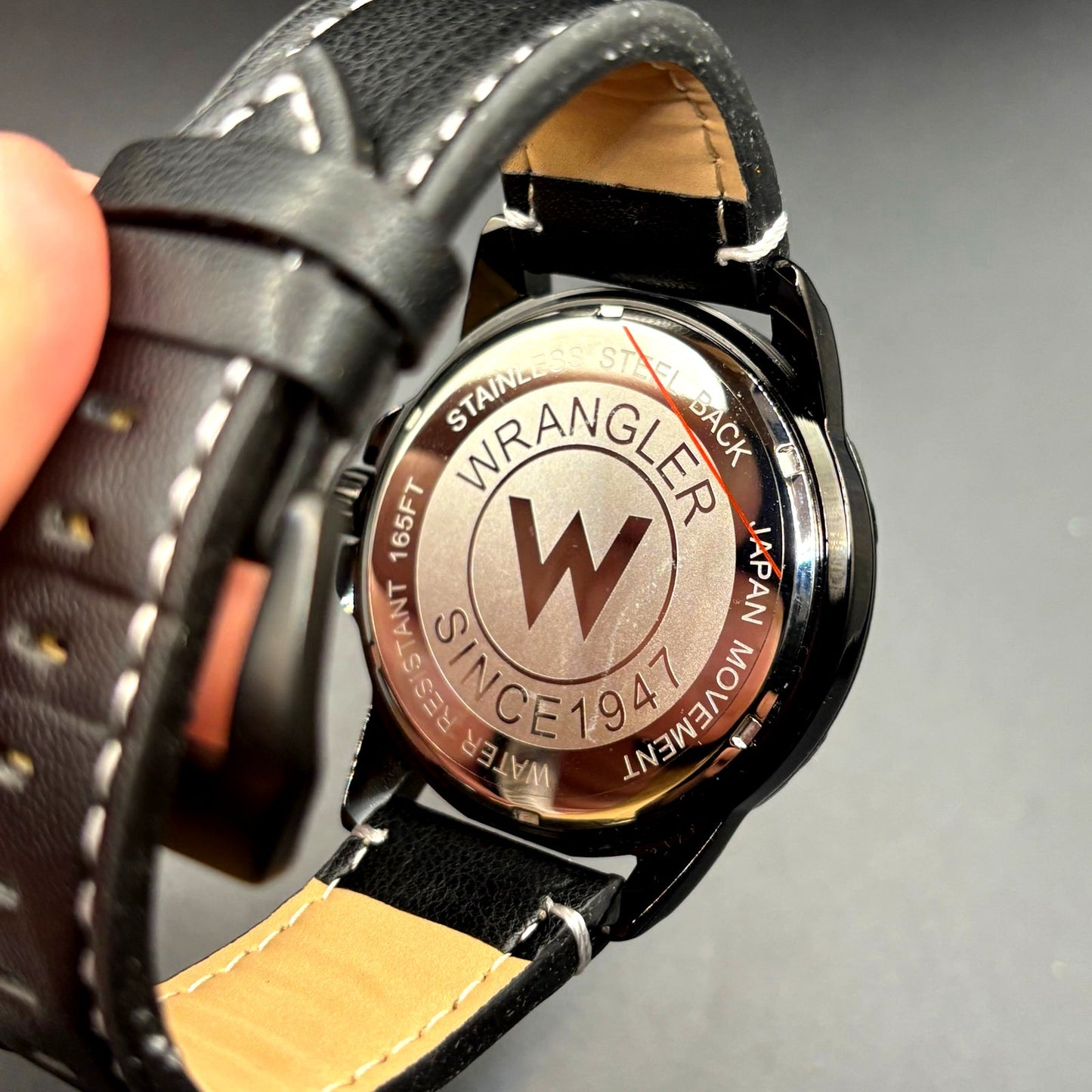Wrangler WRW5200 1A Men's Black Dial Leather Strap Watch Date Display NIBWT
