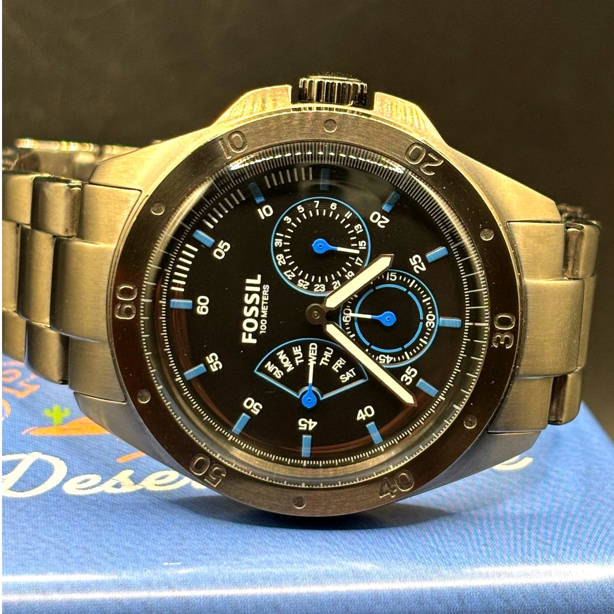 Fossil Sport 54 CH3035 Multifunction Black Blue 44mm Men’s Watch 100M