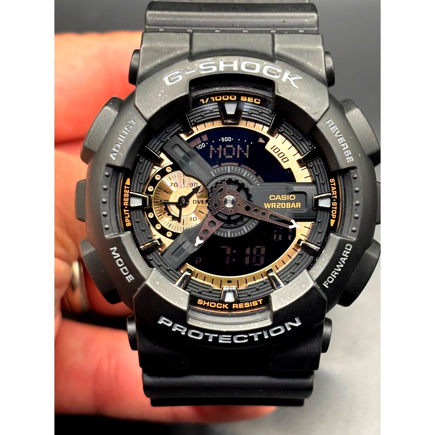 Casio G-Shock GA-110RG-1A Men's Analog Digital Rose Gold Black Resin 200M Watch