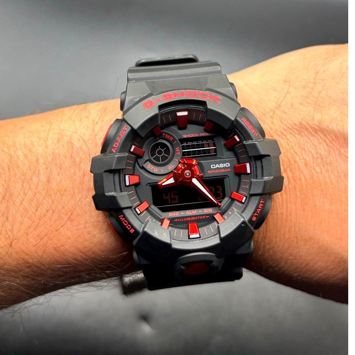 Casio G-Shock GA700BNR-1A Ignite Red Blackout 200M Men's Watch NWT