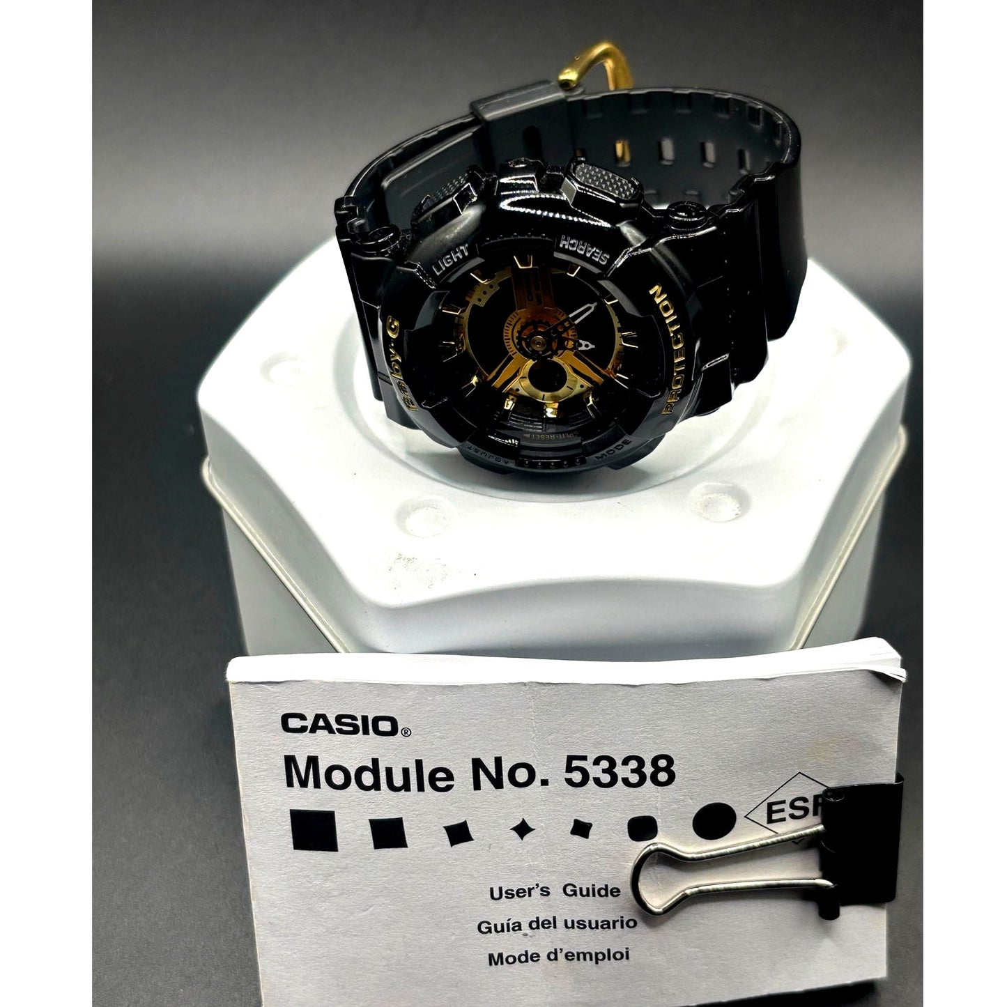 Casio Baby-G BA110-1A Black Metallic Gold Analog Digital Women's Watch NIB