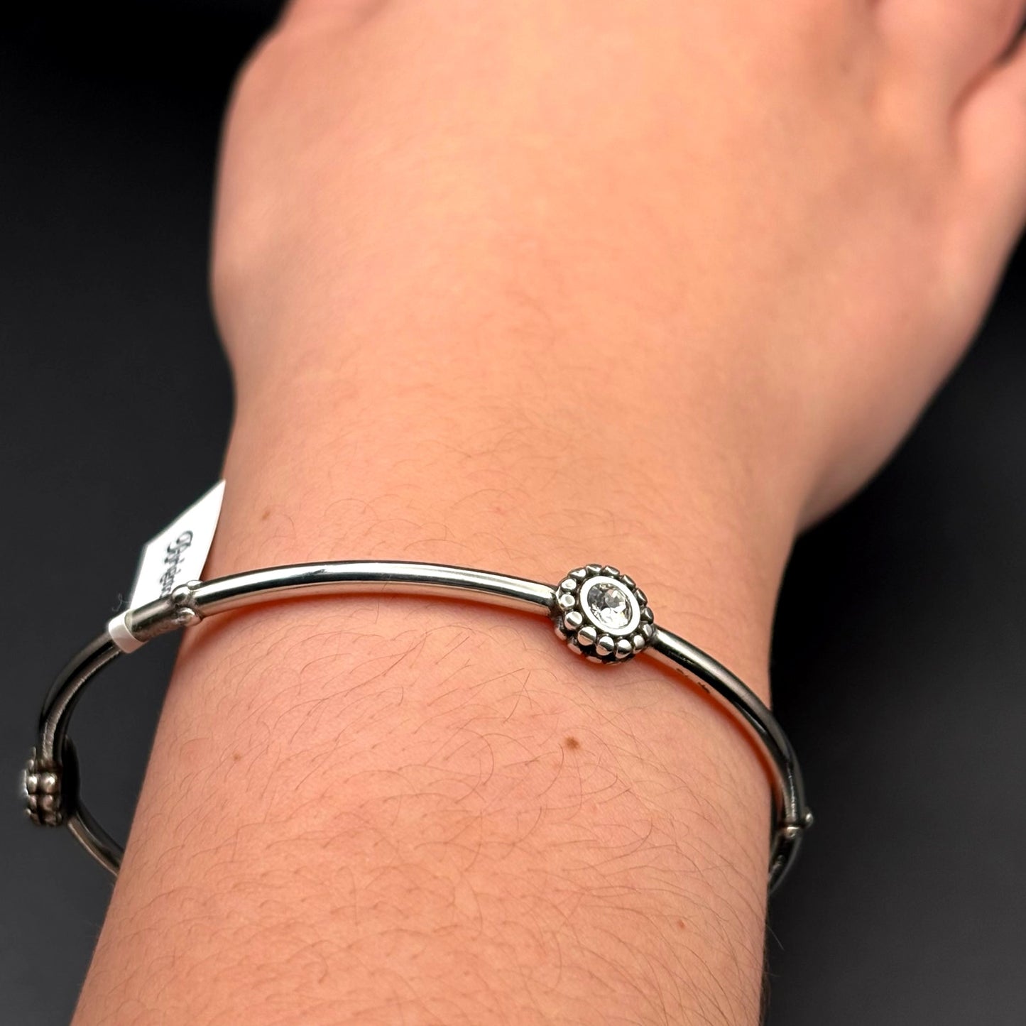 Brighton J39172 Women’s Twinkle Round Bangle Silver Plated Crystal Bracelet NWT