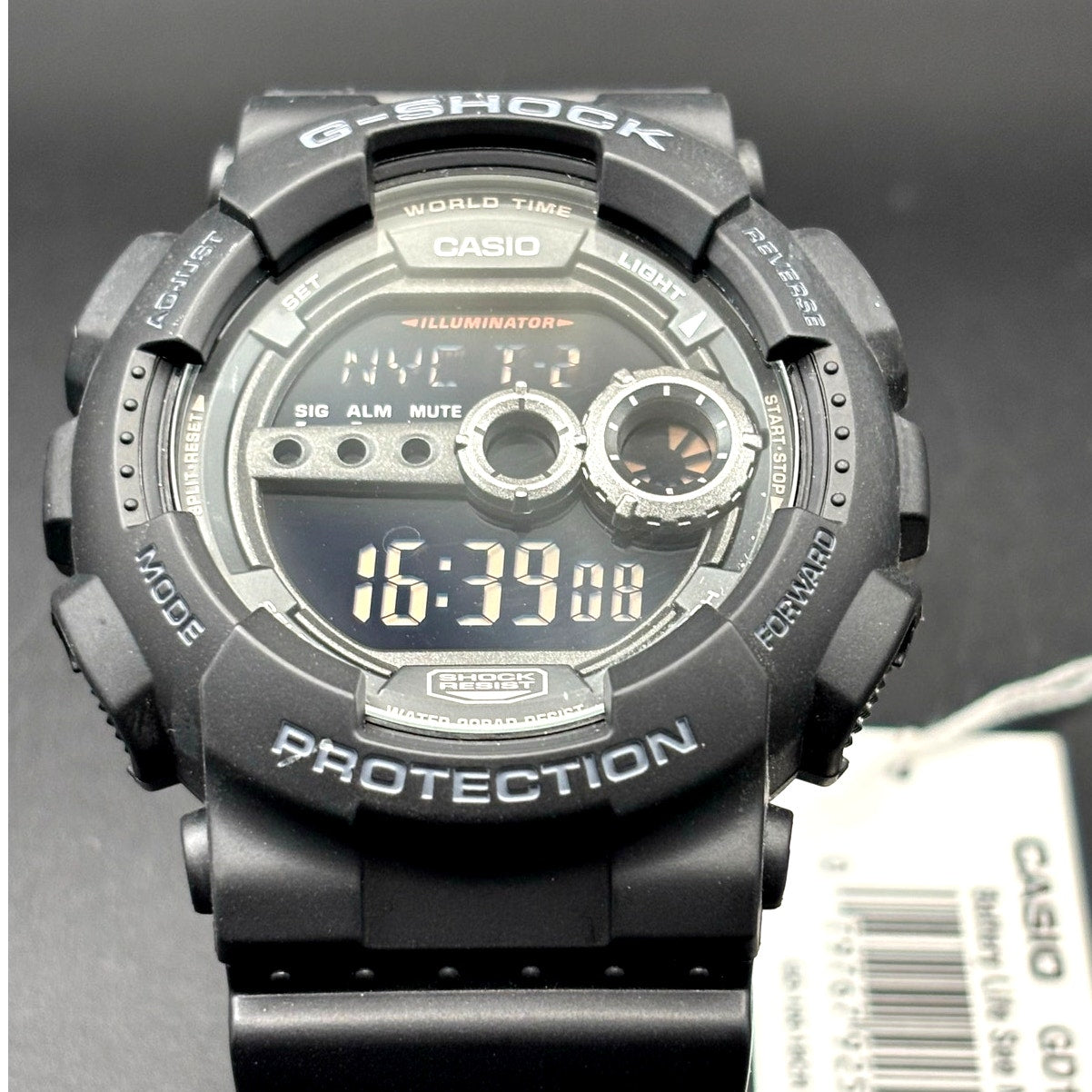 Casio G-Shock GD100-1B Black Digital High Brightness World Time 200M Watch NIBWT