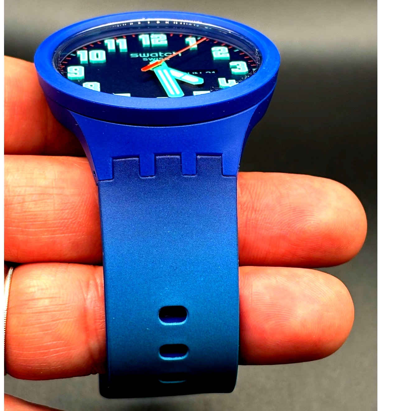 Swatch Big Bold Essentially SB01N700 Swiss Made Blue Gradient Day Date Watch NIB