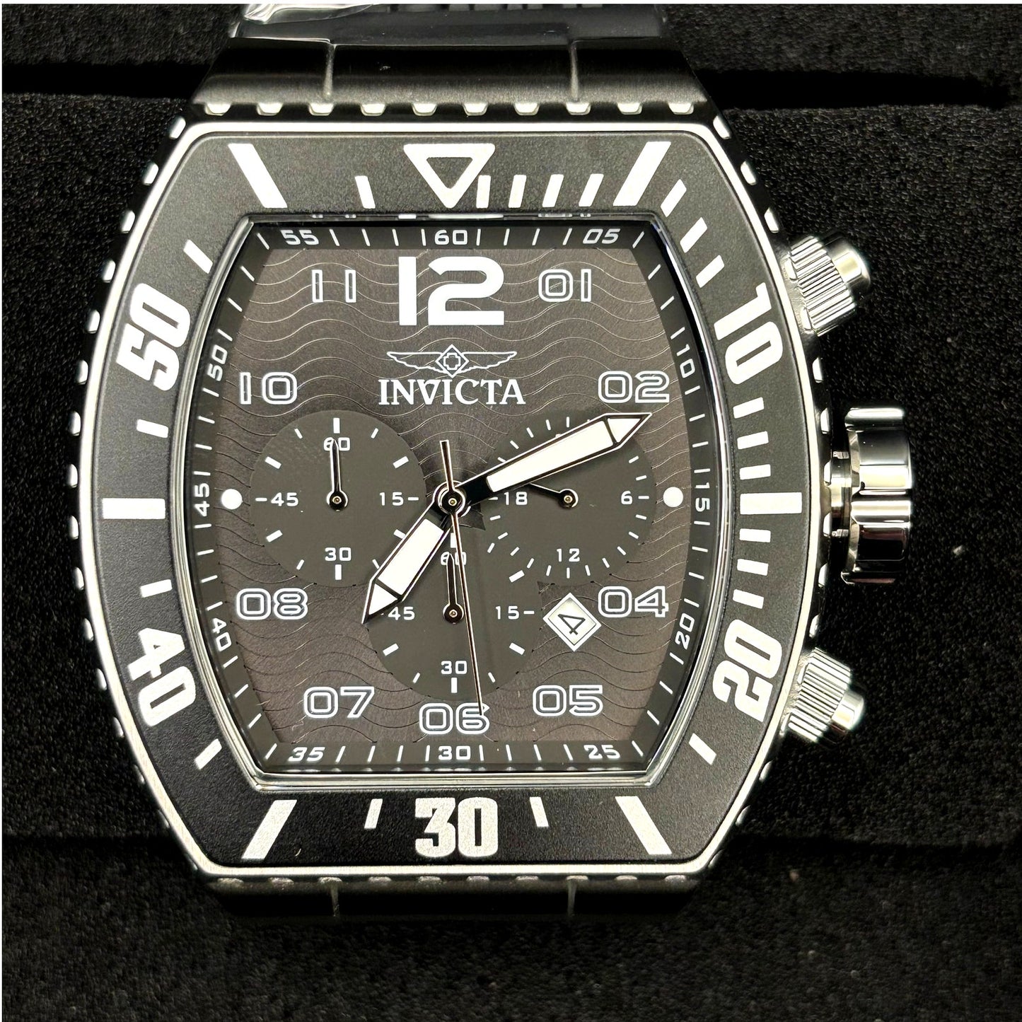 Invicta 47282 Pro Diver Airlock Men's Chronograph Black Dial Silicone Strap New