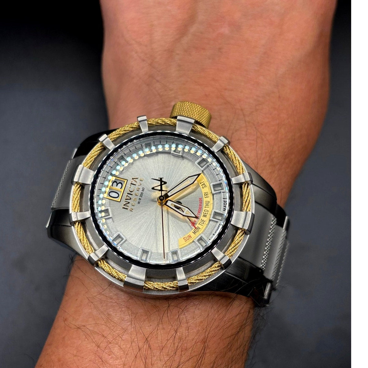 Invicta Reserve Bolt 1578 Swiss Made Retrograde Day 50mm Steel Watch Case