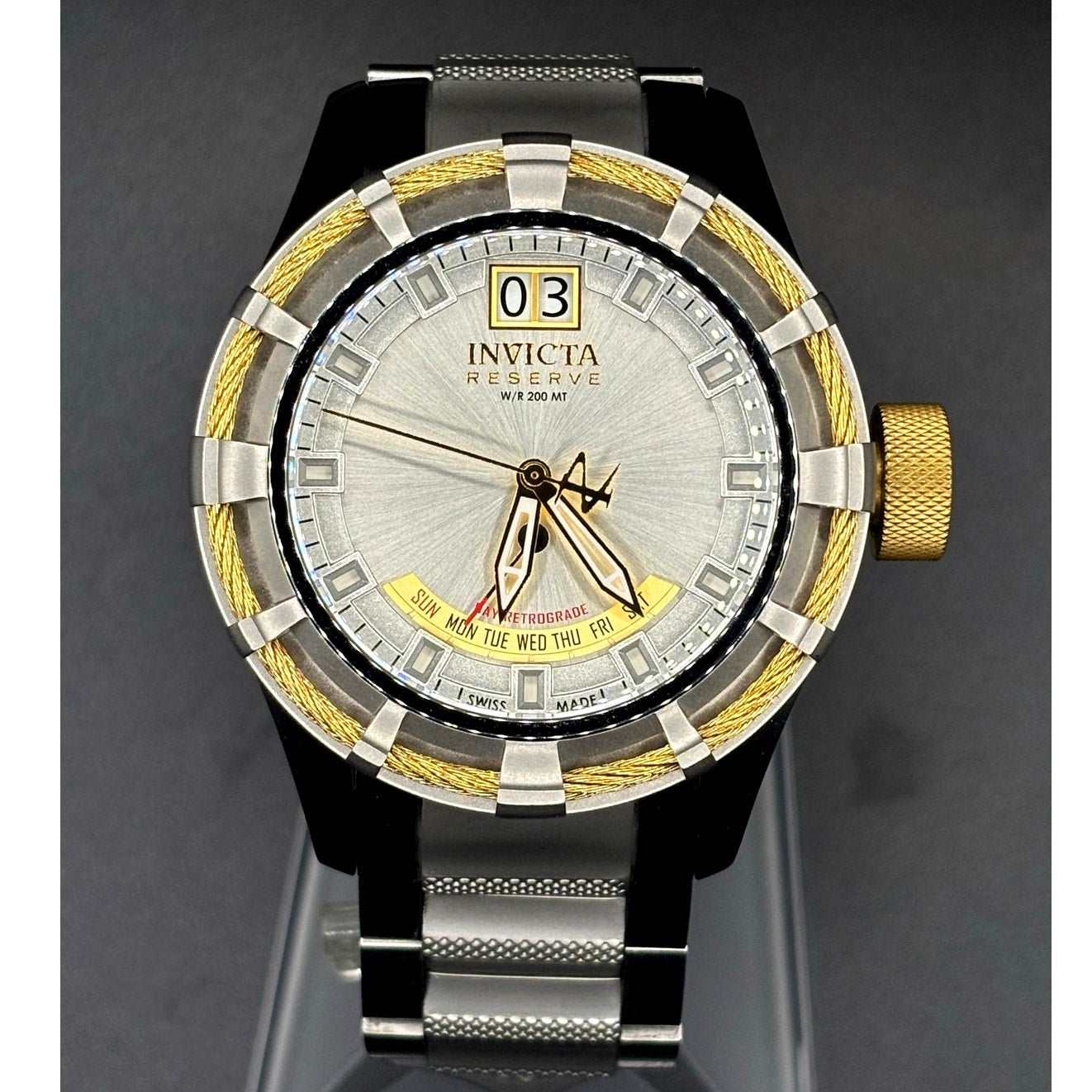 Invicta Reserve Bolt 1578 Swiss Made Retrograde Day 50mm Steel Watch Case