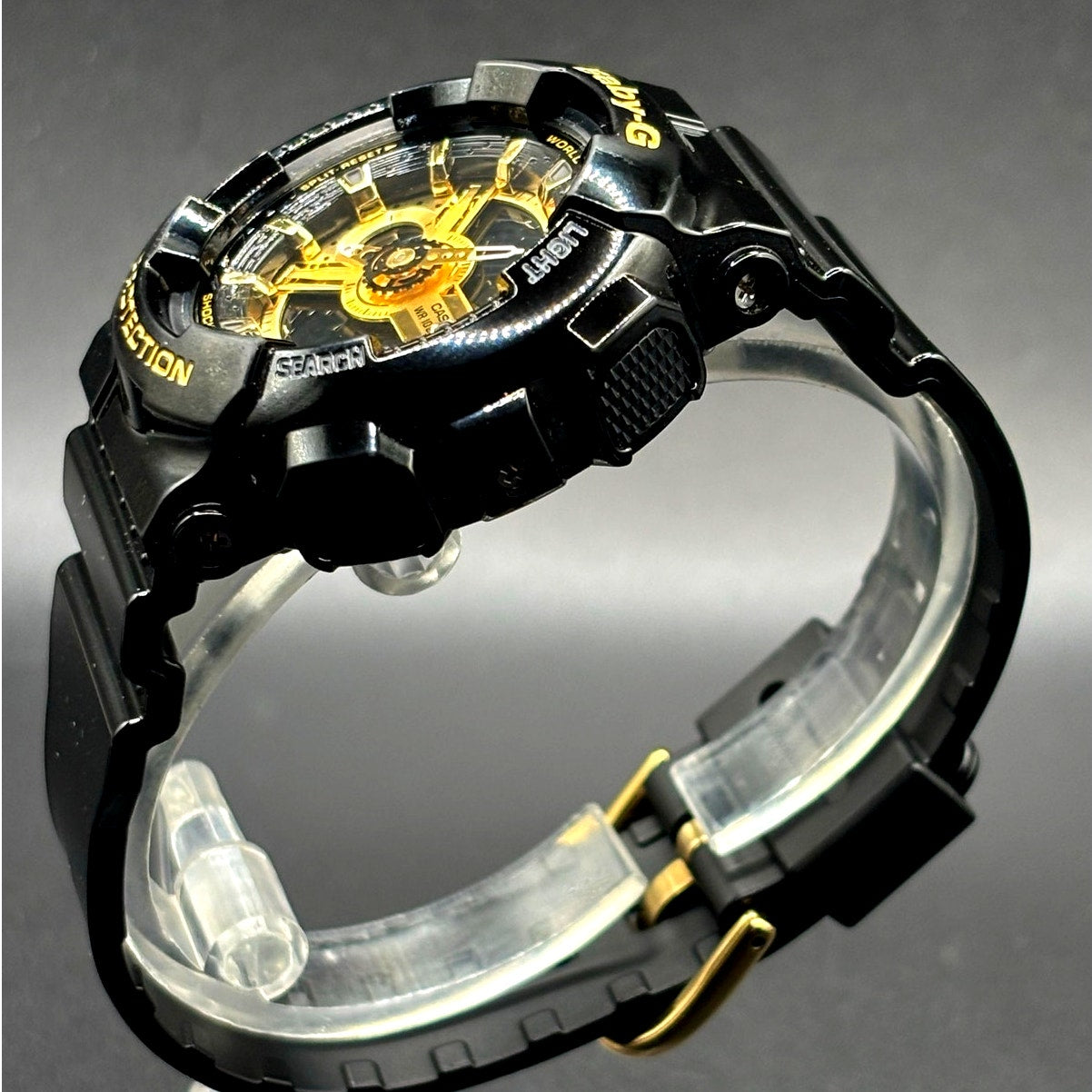 Casio Baby-G BA-110-1A Glossy Black Gold Analog Digital 100M Women's Watch NIB