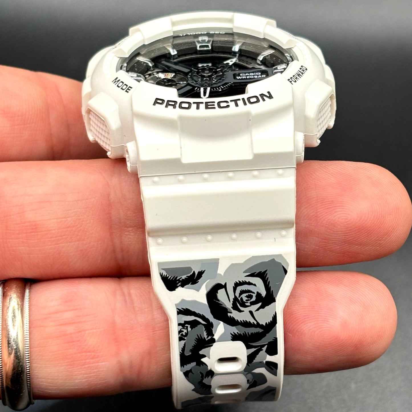Casio G-Shock GMA-S110F-7A Tribal Rose White Analog Digital Women's Watch NIB
