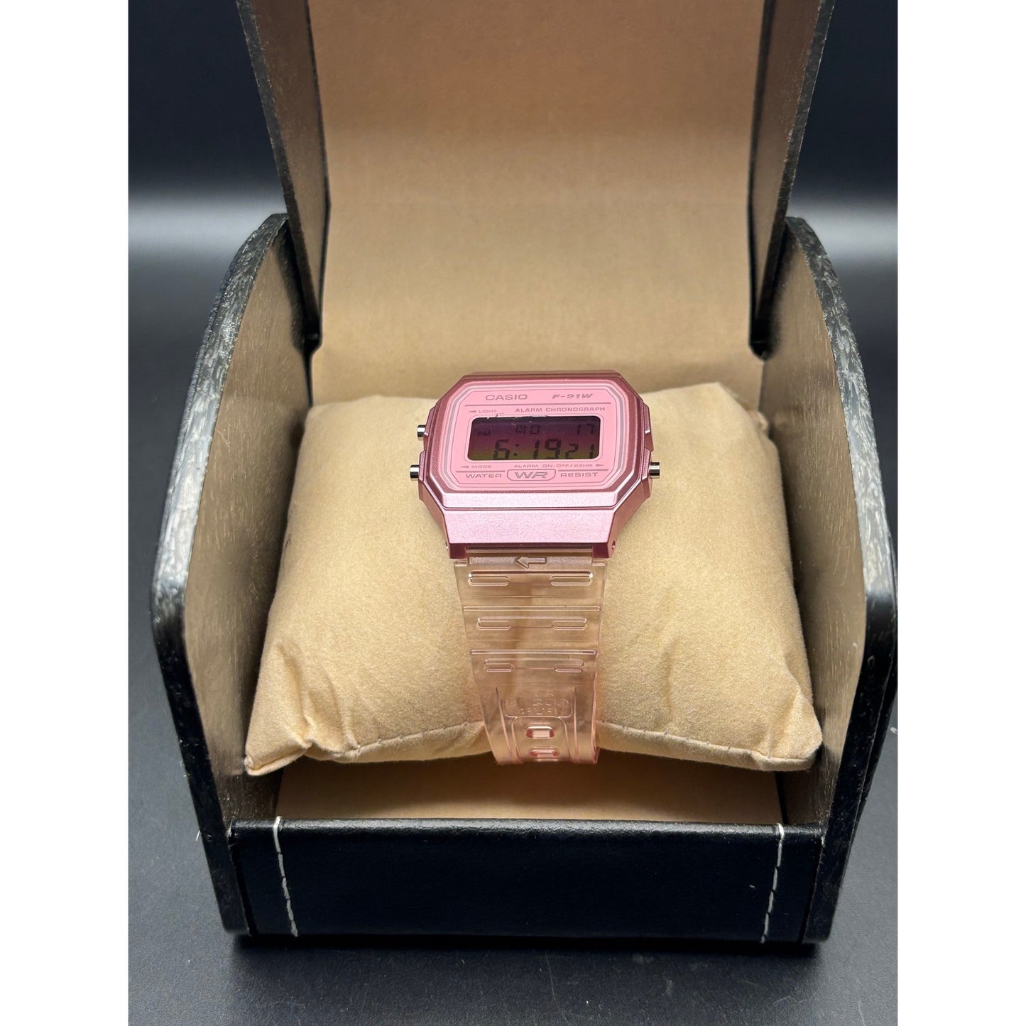 LWS Rosé Prism F91W Pink Clear Strap Digital Mod Watch