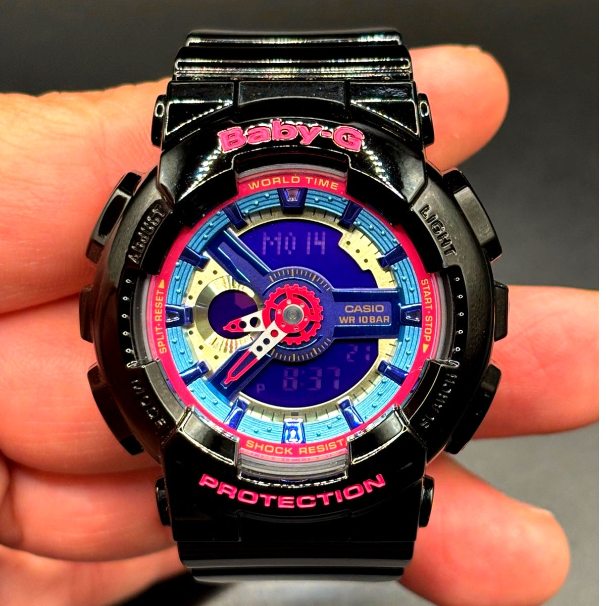 Casio Baby-G BA-112-1A Analog Digital Black Multicolor Watch 100M Discontinued