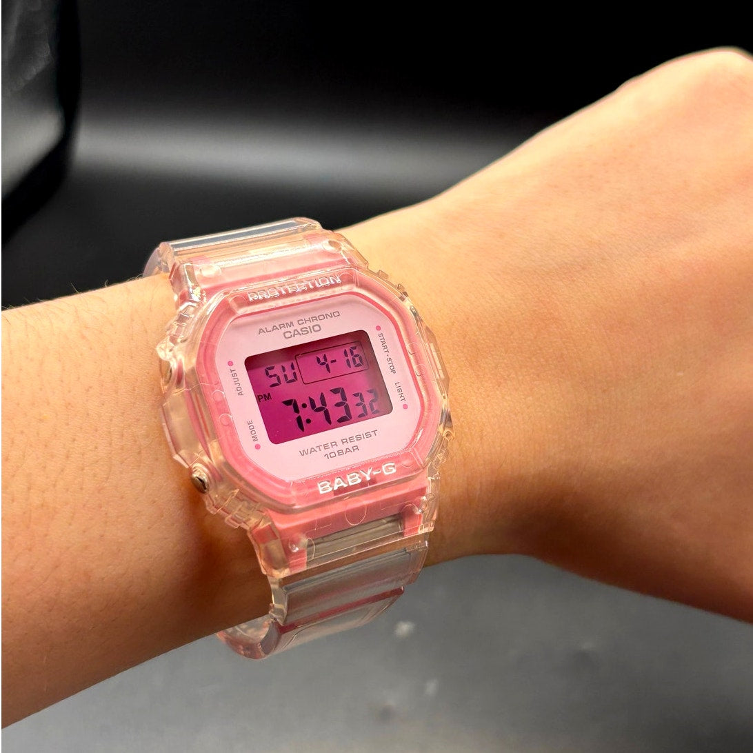 LWS Pink Ice Baby-G BGD565SJ Clear Strap Digital Mod Women's Watch