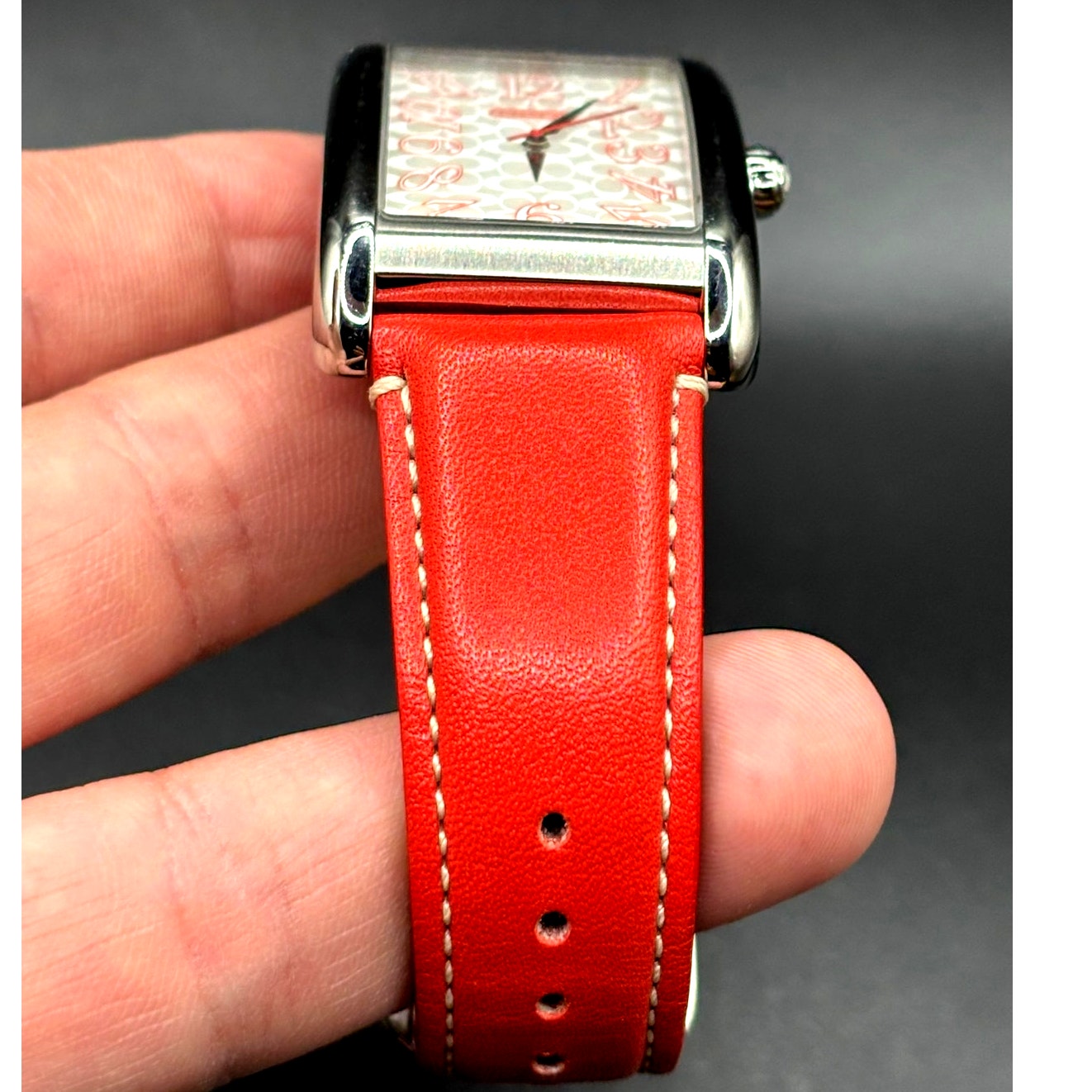 Coach Lexie CA.16.2.14.0384 Swiss Quartz Bright Orange Leather Tank Watch