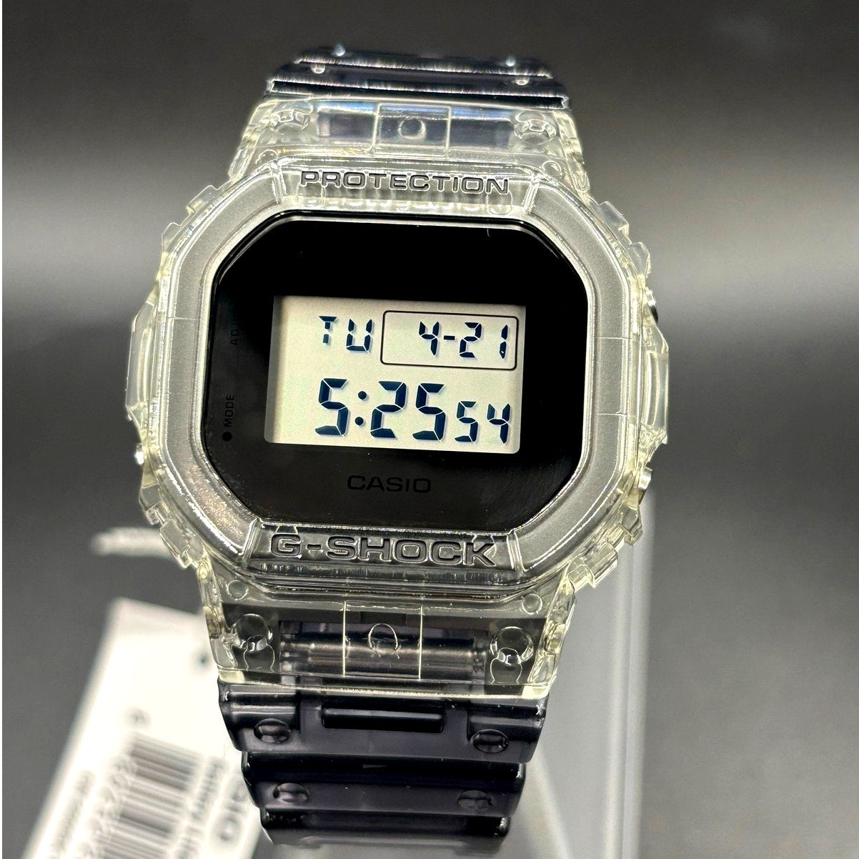 Casio G-Shock DW5600SK-1 Skeleton Clear Resin Digital Unisex Retro Watch NIBWT