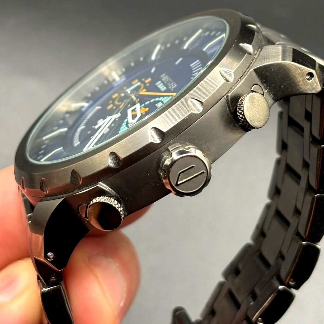 Diesel Stronghold DZ4358 Blue Dial Chronograph Gunmetal Men’s 51mm Watch