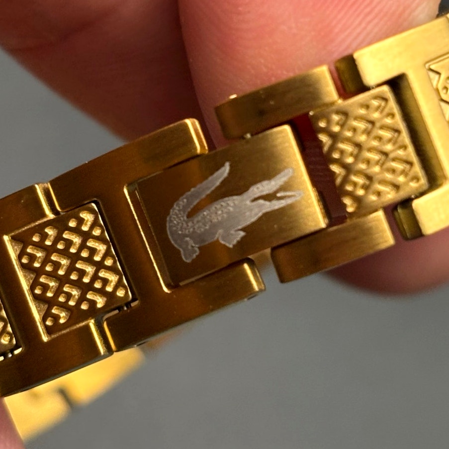 Lacoste Men's Metropole Ion Plated Gold Tone Stainless Steel H-Link Bracelet NIB