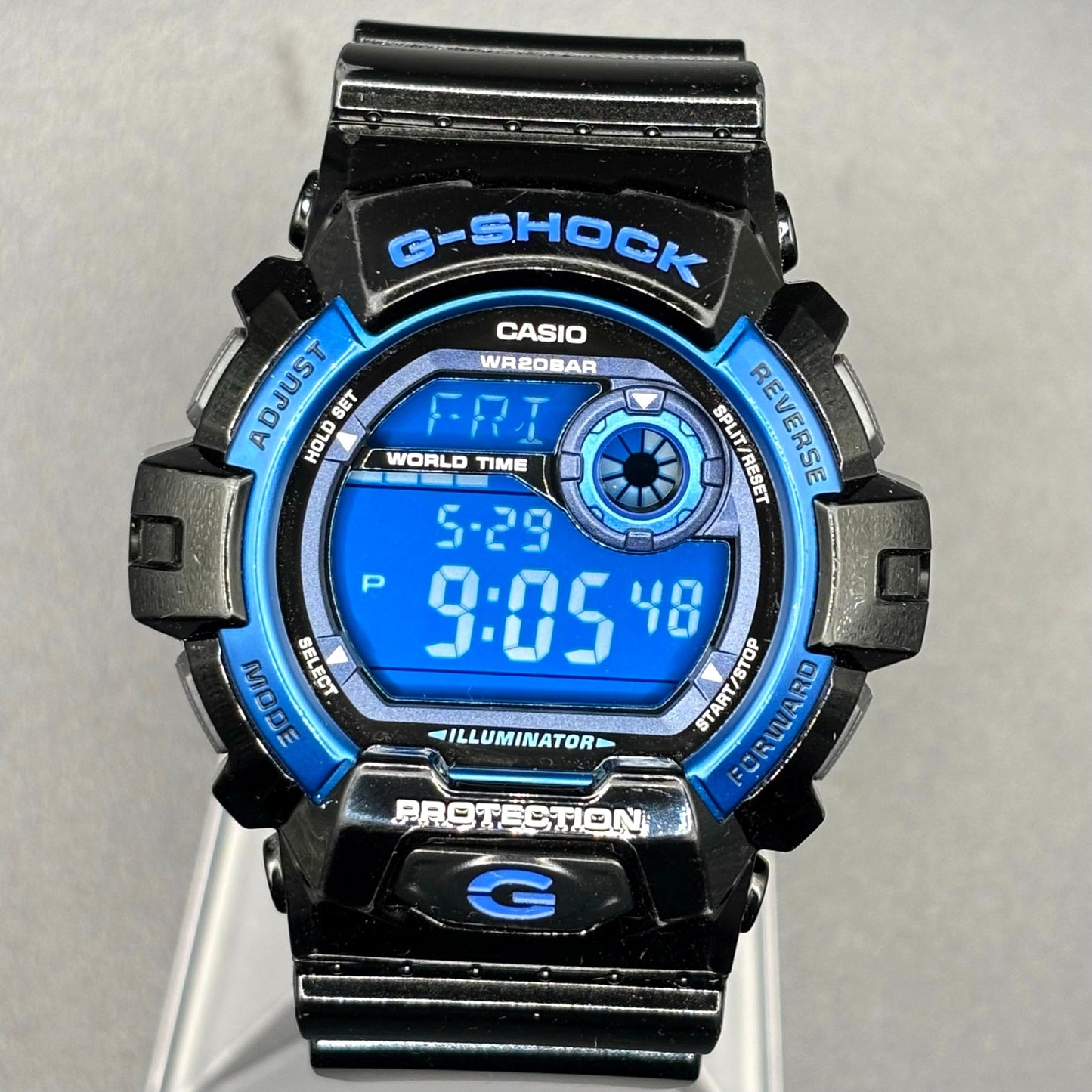 Casio G-Shock G-8900A-1 Glossy Black Blue Dial Digital Men’s Watch 200M NIB